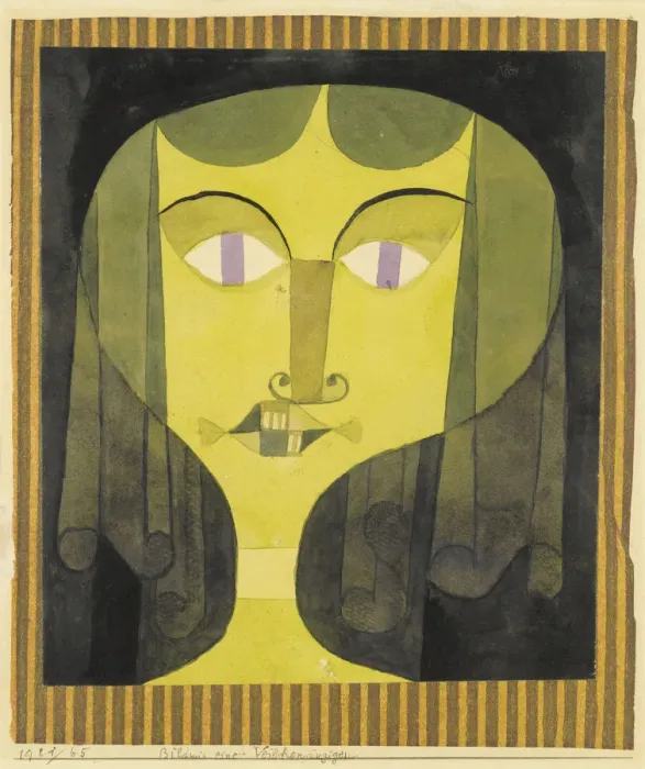 Framed Print : Portrait of a violet-eyed woman. Artist: Klee, Paul (1879-1940) Framed Print : Portrait of a violet-eyed woman. Artist: Klee, Paul (1879-1940)