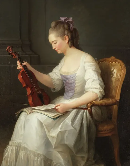 Framed Print : Portrait of a violinist , 1773. Creator: Anne Vallayer-Coster Framed Print : Portrait of a violinist , 1773. Creator: Anne Vallayer-Coster