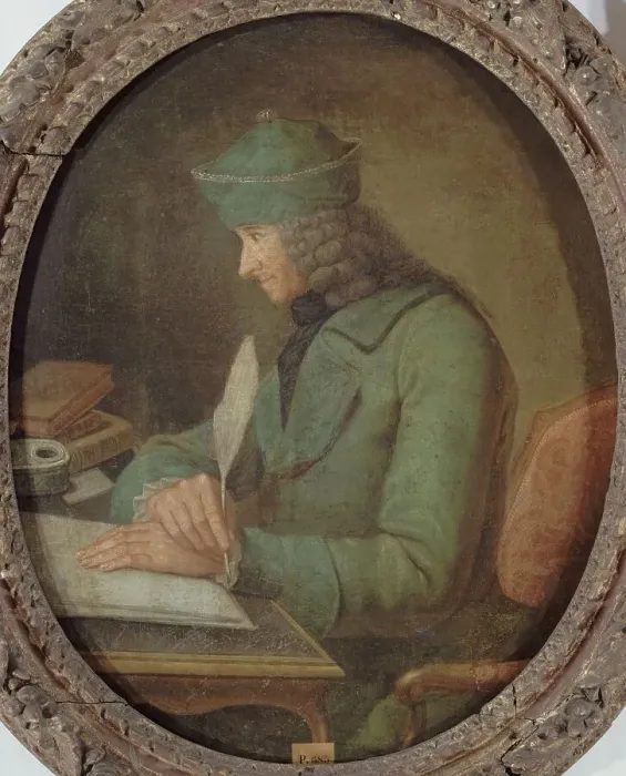 Framed Print : Portrait of Voltaire (1694-1778) in his study, between 1694 and 1778. Creator: Unknown Framed Print : Portrait of Voltaire (1694-1778) in his study, between 1694 and 1778. Creator: Unknown