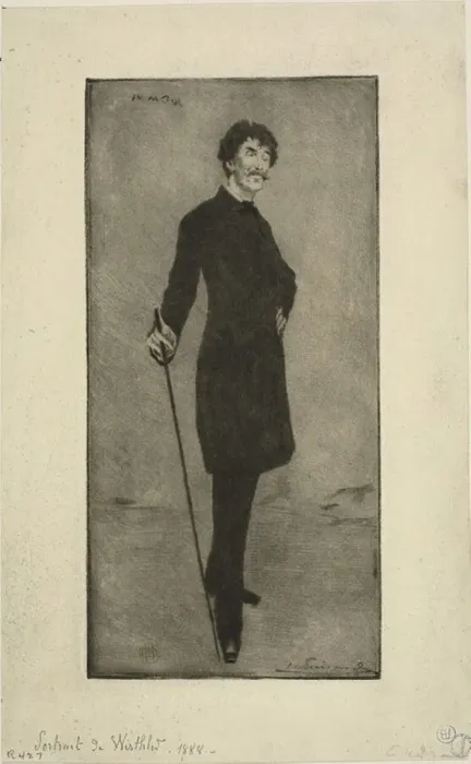 Framed Print : Portrait of Whistler, c. 1888. Creator: Henri-Charles Guerard Framed Print : Portrait of Whistler, c. 1888. Creator: Henri-Charles Guerard
