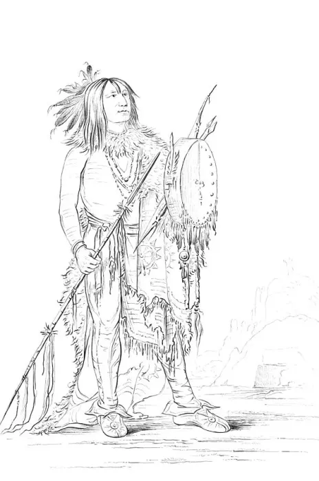 Framed Print : Portrait of White Buffalo, Native American man, 1841. Artist: Myers and Co Framed Print : Portrait of White Buffalo, Native American man, 1841. Artist: Myers and Co
