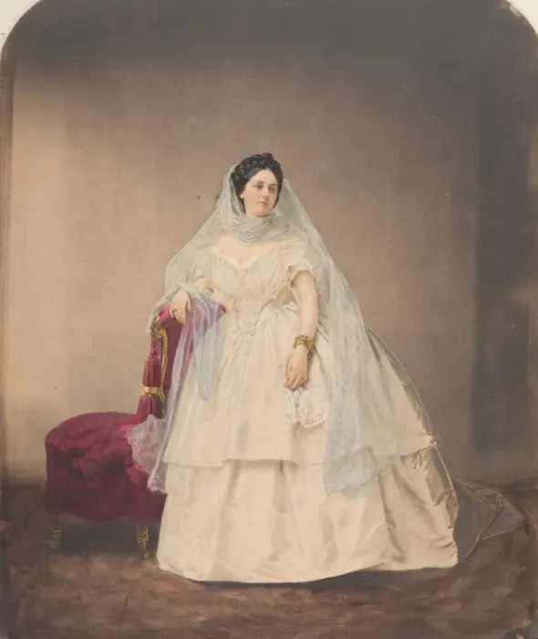 Framed Print : [Portrait in a White Dress], 1856-57, printed 1861-66. Creator: Pierre-Louis Pierson