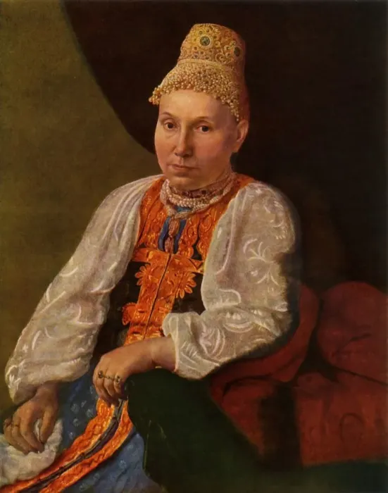 Framed Print : Portrait of the Wife of Obraztsov, the Merchant from Rshev, 1830s?, (1965). Creator Framed Print : Portrait of the Wife of Obraztsov, the Merchant from Rshev, 1830s?, (1965). Creator
