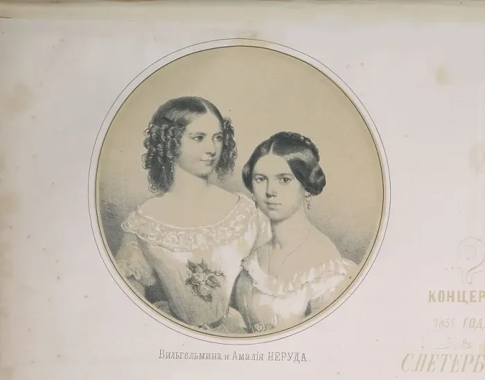 Framed Print : Portrait of Wilhelmine (1839-1911) and Amalie Neruda (1834-1890), 1851. Creator: Timm, Wassili (George Wilhelm) (1820-1895) Framed Print : Portrait of Wilhelmine (1839-1911) and Amalie Neruda (1834-1890), 1851. Creator: Timm, Wassili (George Wilhelm) (1820-1895)
