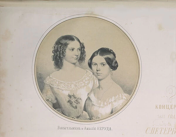 Portrait of Wilhelmine (1839-1911) and Amalie Neruda (1834-1890), 1851. Creator: Timm, Wassili (George Wilhelm) (1820-1895)