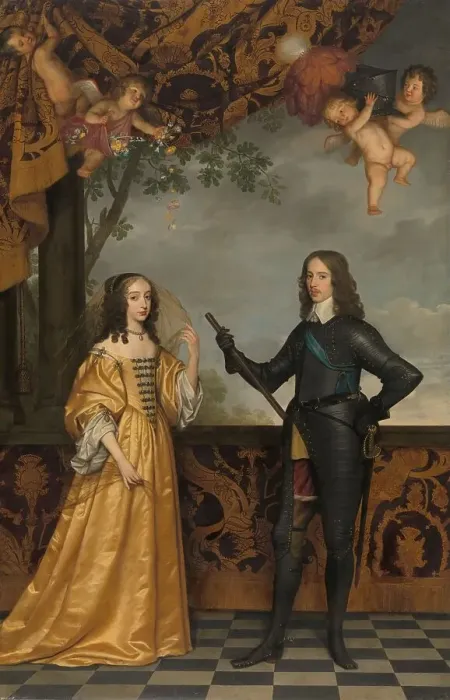 Framed Print : Portrait of Willem II (1626-1650), Prince of Orange, and his Wife Mary Stuart (1631-1660), 1647. Creator: Gerrit van Honthorst Framed Print : Portrait of Willem II (1626-1650), Prince of Orange, and his Wife Mary Stuart (1631-1660), 1647. Creator: Gerrit van Honthorst