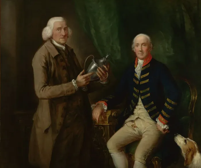 Framed Print : Portrait of William Anne Hollis, 4th Earl of Essex, Presenting a Cup to Thomas... c1784-1785. Creator: Thomas Gainsborough Framed Print : Portrait of William Anne Hollis, 4th Earl of Essex, Presenting a Cup to Thomas... c1784-1785. Creator: Thomas Gainsborough