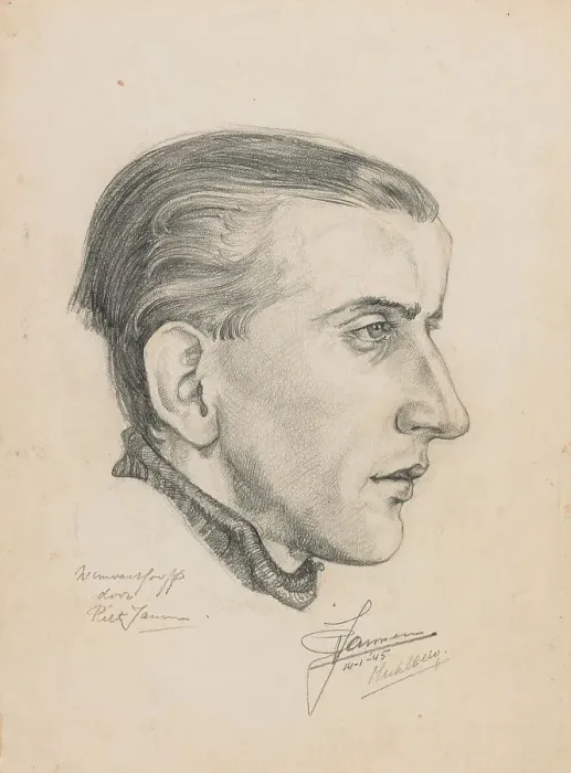 Framed Print : Portrait of Wim van Hooff, 1944-1945. Creator: Piet Jansen