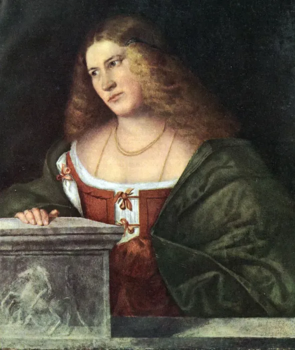 Framed Print : Portrait of a Woman, 1485-1547, (1930). Artist: Giovanni Cariani Framed Print : Portrait of a Woman, 1485-1547, (1930). Artist: Giovanni Cariani
