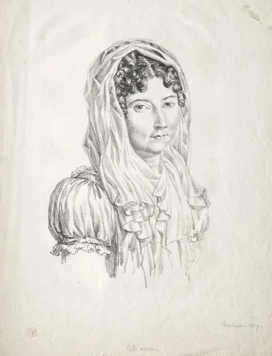 Framed Print : Portrait of a Woman, 1819. Creator: Moisbach (German) Framed Print : Portrait of a Woman, 1819. Creator: Moisbach (German)