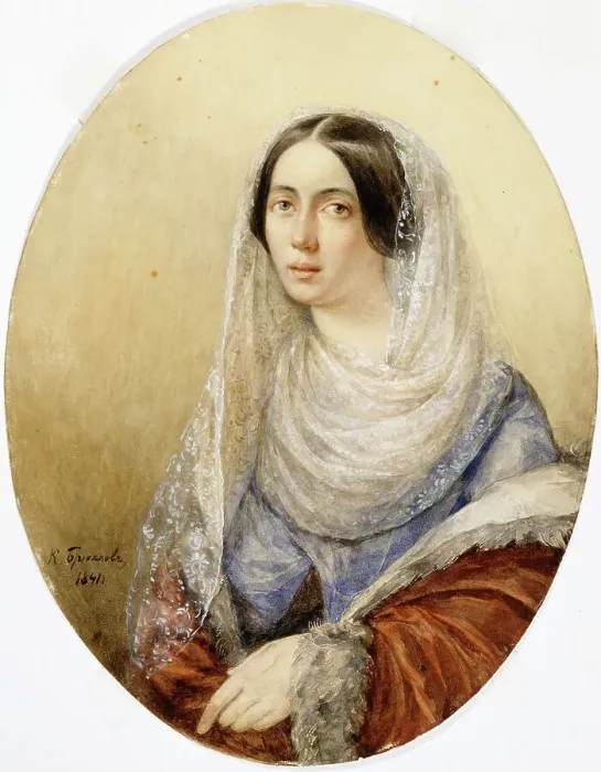 Framed Print : Portrait of a woman, 1841. Creator: Karl Briullov Framed Print : Portrait of a woman, 1841. Creator: Karl Briullov