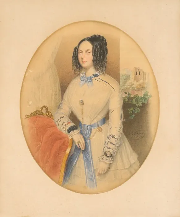 Framed Print : Portrait of a woman, 1844. Creator: Antonin Volkmer Framed Print : Portrait of a woman, 1844. Creator: Antonin Volkmer