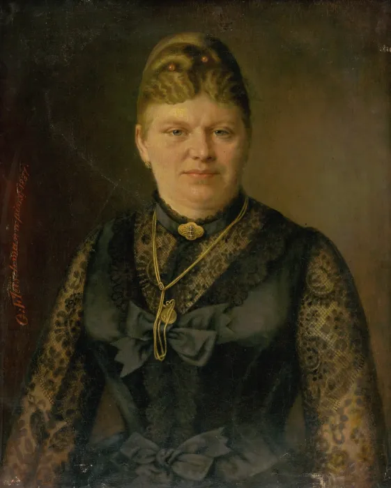Framed Print : Portrait of a Woman, 1887. Creator: Georg Fleischmann Framed Print : Portrait of a Woman, 1887. Creator: Georg Fleischmann