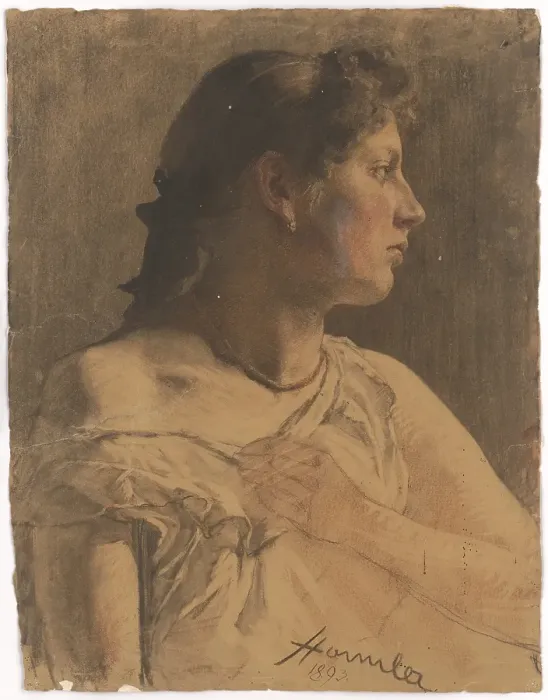 Framed Print : Portrait of a woman, 1893. Creator: Jozef Hanula Framed Print : Portrait of a woman, 1893. Creator: Jozef Hanula