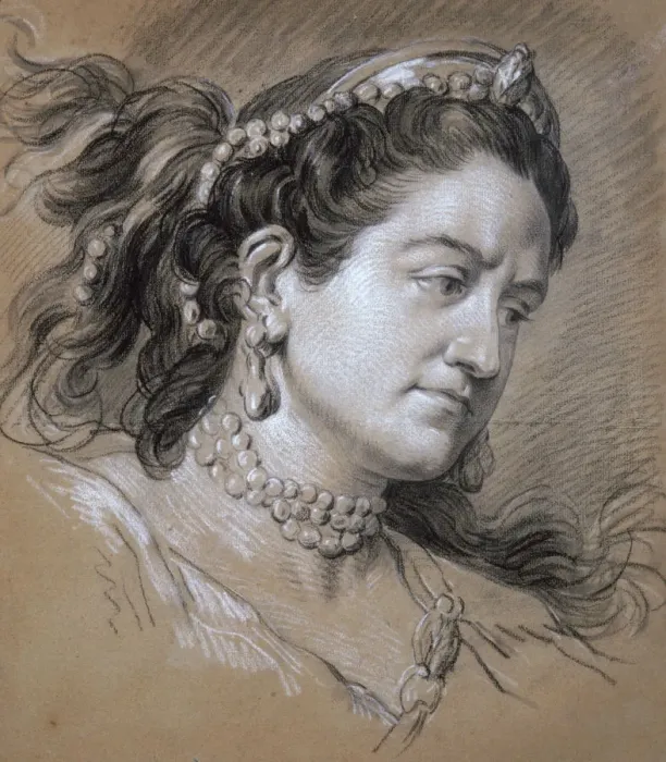 Framed Print : Portrait of a Woman, 18th century. Artist: Jean Baptiste van Loo Framed Print : Portrait of a Woman, 18th century. Artist: Jean Baptiste van Loo