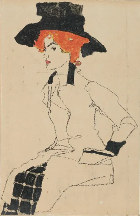 Framed Print : Portrait of a Woman, 1910. Creator: Egon Schiele Framed Print : Portrait of a Woman, 1910. Creator: Egon Schiele