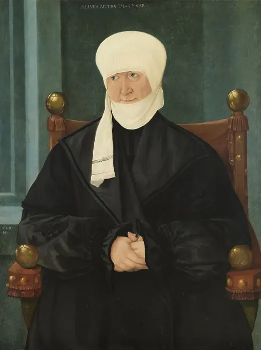 Framed Print : Portrait of a Woman aged Fifty-seven, 1539. Creator: Hans Mielich Framed Print : Portrait of a Woman aged Fifty-seven, 1539. Creator: Hans Mielich
