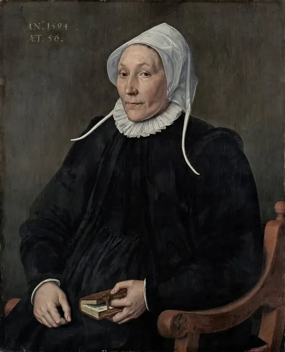 Framed Print : Portrait of a Woman aged Fifty-six, 1594. Creator: Cornelius Ketel Framed Print : Portrait of a Woman aged Fifty-six, 1594. Creator: Cornelius Ketel
