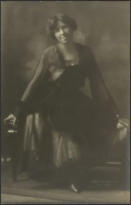 Framed Print : Portrait of a Woman on Bench, 1907-1924. Creator: Louis Fleckenstein Framed Print : Portrait of a Woman on Bench, 1907-1924. Creator: Louis Fleckenstein