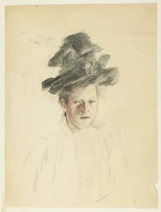 Framed Print : Portrait of a Woman with Black Hat, 1884 / 1903. Creator: Philip William May Framed Print : Portrait of a Woman with Black Hat, 1884 / 1903. Creator: Philip William May