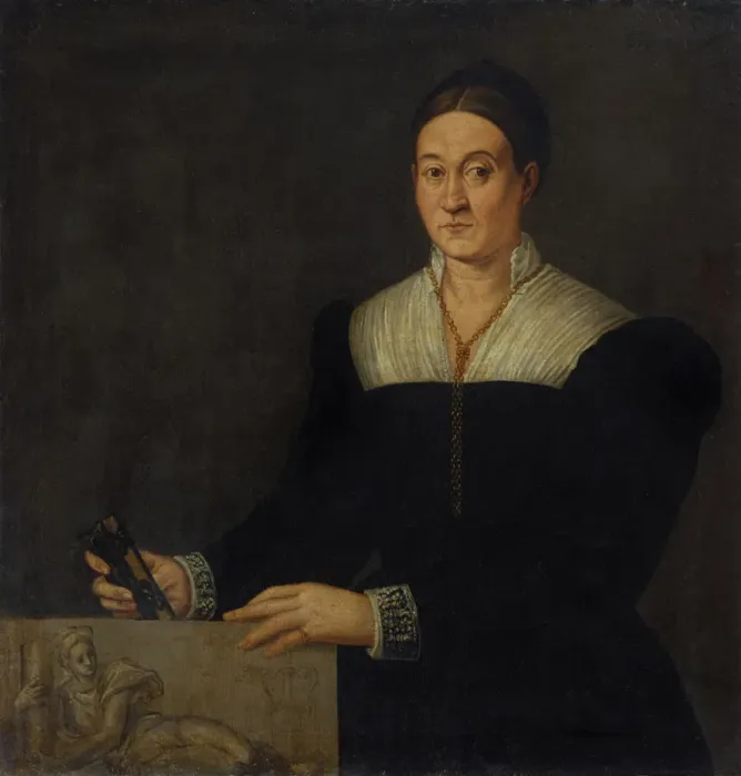 Framed Print : Portrait of a woman with book and Allegory of Strength Framed Print : Portrait of a woman with book and Allegory of Strength