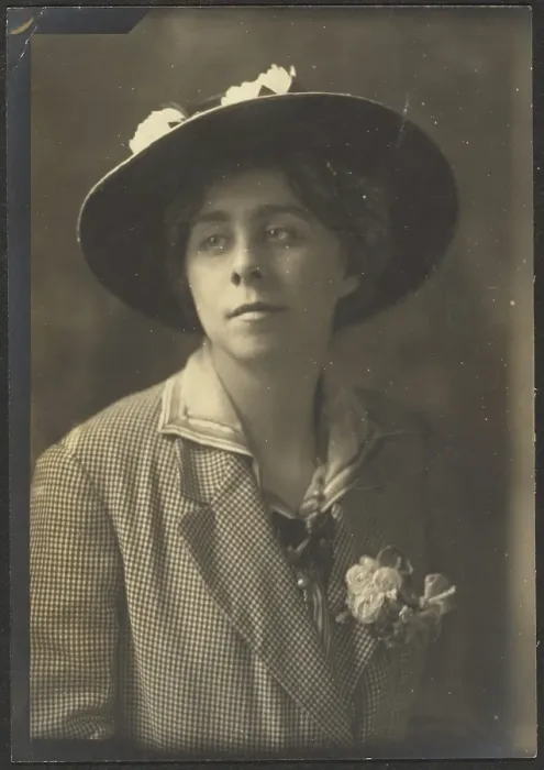 Framed Print : Portrait of a Woman in Checked Jacket, 1907-1943. Creator: Louis Fleckenstein Framed Print : Portrait of a Woman in Checked Jacket, 1907-1943. Creator: Louis Fleckenstein
