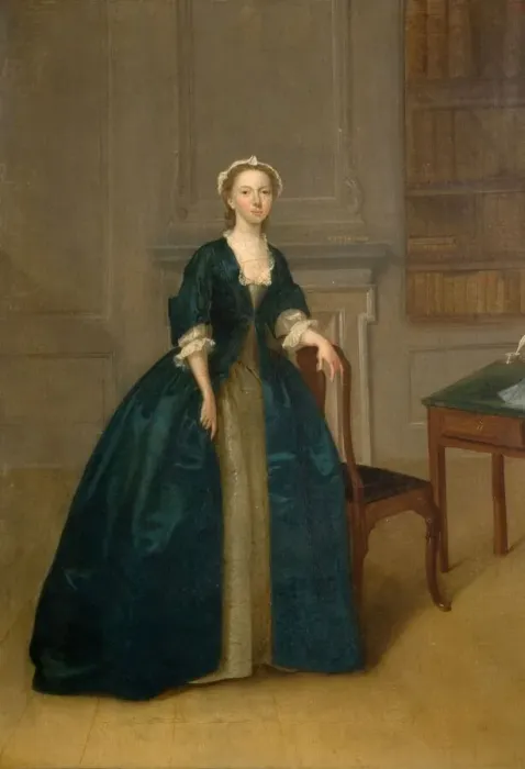 Framed Print : Portrait Of A Woman In Dark Blue, 1785. Creator: Arthur Devis