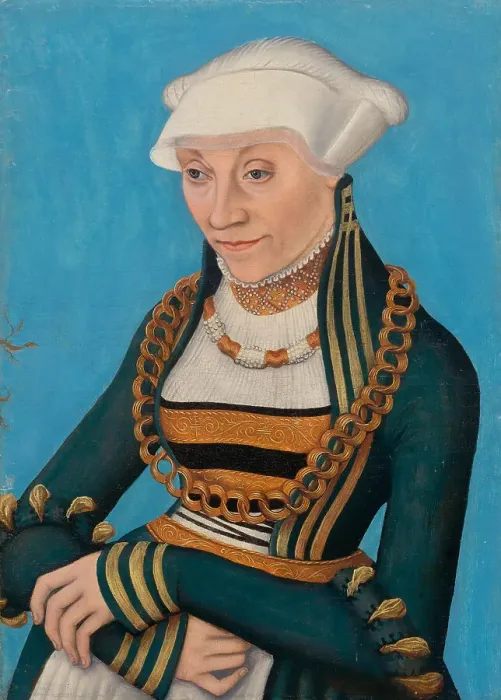 Framed Print : Portrait of a woman in a decorative dress with a hood, c1535. Creator: Cranach; Lucas; the Elder (1472-1553) Framed Print : Portrait of a woman in a decorative dress with a hood, c1535. Creator: Cranach; Lucas; the Elder (1472-1553)