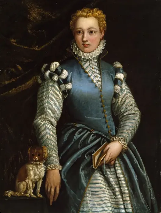 Framed Print : Portrait of a Woman with a Dog, 1560. Creator: Paolo Veronese Framed Print : Portrait of a Woman with a Dog, 1560. Creator: Paolo Veronese