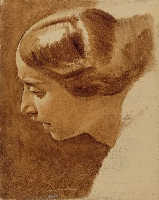 Framed Print : Portrait of a woman (Edla Blommér?); unfinished, 1852. Creator: Nils Jakob Blommer Framed Print : Portrait of a woman (Edla Blommér?); unfinished, 1852. Creator: Nils Jakob Blommer