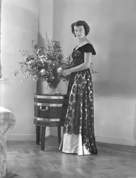 Framed Print : Portrait of woman in evening dress, (Isle of Wight?), c1935. Creator: Kirk & Sons of Cowes Framed Print : Portrait of woman in evening dress, (Isle of Wight?), c1935. Creator: Kirk & Sons of Cowes