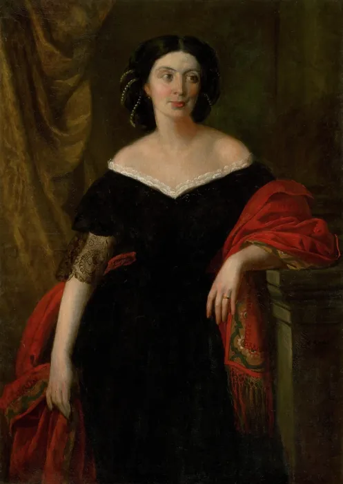 Framed Print : Portrait of a Woman in an Evening Gown, 1855-1860. Creator: Carl Rahl Framed Print : Portrait of a Woman in an Evening Gown, 1855-1860. Creator: Carl Rahl