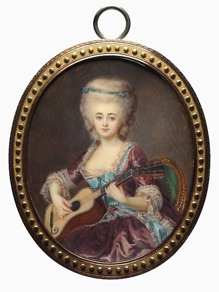 Portrait of a Woman with a Guitar, called Louise DAumont, Mazarin... late 18th century