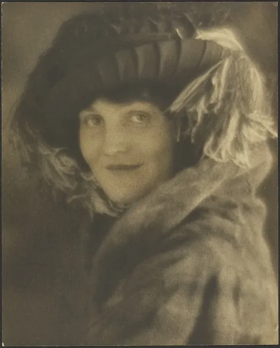 Framed Print : Portrait of a Woman in Hat with Feathers, 1907-1943. Creator: Louis Fleckenstein Framed Print : Portrait of a Woman in Hat with Feathers, 1907-1943. Creator: Louis Fleckenstein