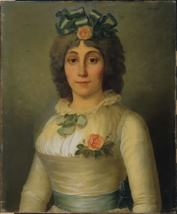Framed Print : Portrait of a woman, formerly identified as Anne-Josèphe Théroigne de Méricourt (1762-1817), 1793. Creator: Pierre Nicolas Selles Framed Print : Portrait of a woman, formerly identified as Anne-Josèphe Théroigne de Méricourt (1762-1817), 1793. Creator: Pierre Nicolas Selles