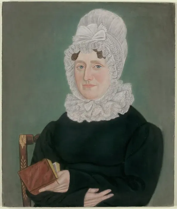 Framed Print : Portrait of a Woman with a Lace Cap, c. 1823. Creator: Micah Williams Framed Print : Portrait of a Woman with a Lace Cap, c. 1823. Creator: Micah Williams