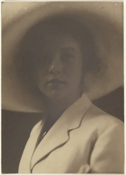 Framed Print : Portrait of a Woman with Large Straw Hat, 1907-1943. Creator: Louis Fleckenstein Framed Print : Portrait of a Woman with Large Straw Hat, 1907-1943. Creator: Louis Fleckenstein