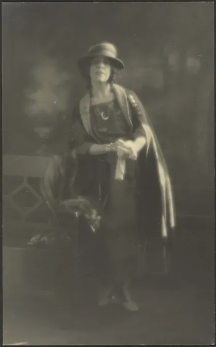 Framed Print : Portrait of a Woman Leaning on Bench, 1907-1924. Creator: Louis Fleckenstein Framed Print : Portrait of a Woman Leaning on Bench, 1907-1924. Creator: Louis Fleckenstein