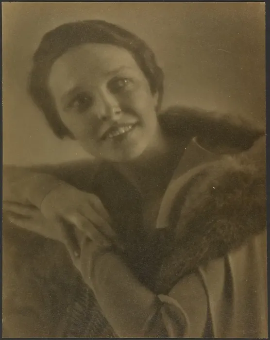 Framed Print : Portrait of a Woman Leaning on Chair, 1907-1943. Creator: Louis Fleckenstein Framed Print : Portrait of a Woman Leaning on Chair, 1907-1943. Creator: Louis Fleckenstein