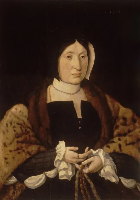 Framed Print : Portrait of a Woman in a Leopard Cloak, c1545. Creator: Jan Cornelisz Vermeyen Framed Print : Portrait of a Woman in a Leopard Cloak, c1545. Creator: Jan Cornelisz Vermeyen