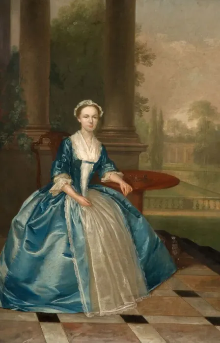 Framed Print : Portrait Of A Woman In Light Blue, 1785. Creator: Arthur Devis Framed Print : Portrait Of A Woman In Light Blue, 1785. Creator: Arthur Devis