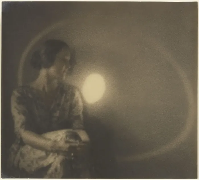 Framed Print : Portrait of a Woman with Light Flash and Ring, 1907-1943. Creator: Louis Fleckenstein Framed Print : Portrait of a Woman with Light Flash and Ring, 1907-1943. Creator: Louis Fleckenstein