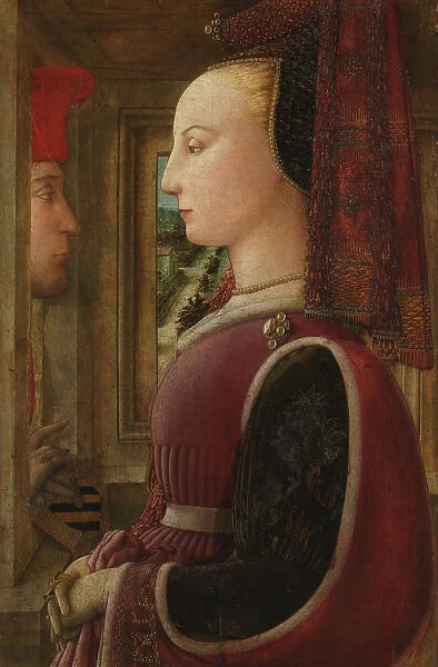 Portrait of a Woman with a Man at a Casement, ca. 1440. Creator: Filippo Lippi