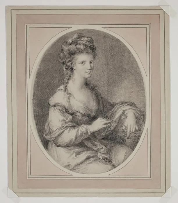 Framed Print : Portrait of a Woman, between mid-18th and early 19th century. Creator: Circle of Angelica Kauffman Framed Print : Portrait of a Woman, between mid-18th and early 19th century. Creator: Circle of Angelica Kauffman