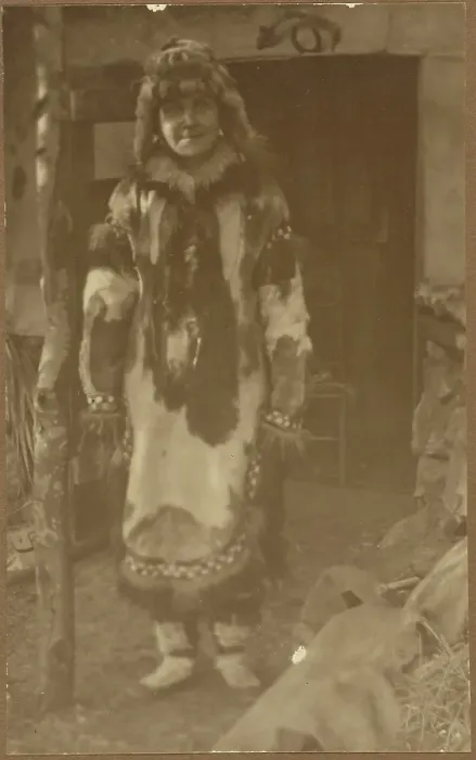 Framed Print : Portrait of a Woman in Native American Costume, 1895-1943. Creator: Louis Fleckenstein Framed Print : Portrait of a Woman in Native American Costume, 1895-1943. Creator: Louis Fleckenstein