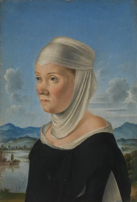 Framed Print : Portrait of a Woman, Possibly a Nun of San Secondo; (verso) Scene in Grisaille, ca Framed Print : Portrait of a Woman, Possibly a Nun of San Secondo; (verso) Scene in Grisaille, ca