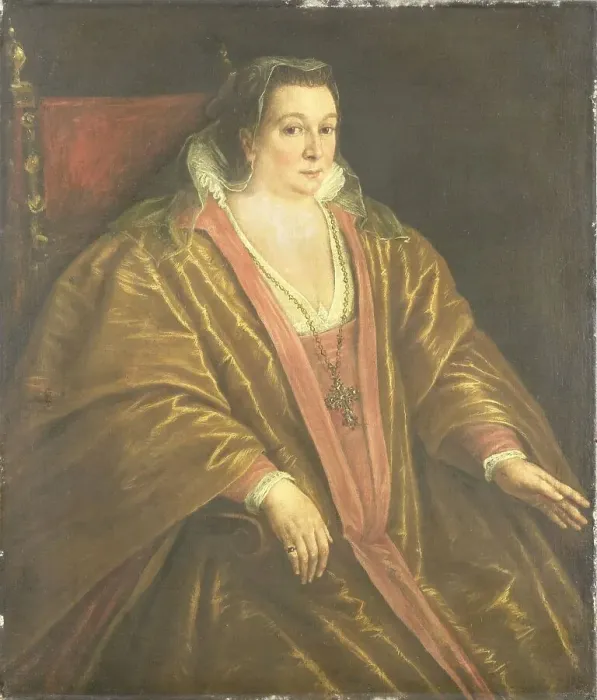 Framed Print : Portrait of a Woman, probably Morosina Morosini, Wife of Marino Grimani, the Doge of Venice, 1590-16 Creator: Workshop of Leandro Bassano Framed Print : Portrait of a Woman, probably Morosina Morosini, Wife of Marino Grimani, the Doge of Venice, 1590-16 Creator: Workshop of Leandro Bassano
