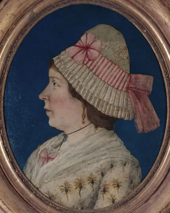 Framed Print : Portrait of a woman, in profile, from the revolutionary period, c1790. Creator: Unknown Framed Print : Portrait of a woman, in profile, from the revolutionary period, c1790. Creator: Unknown