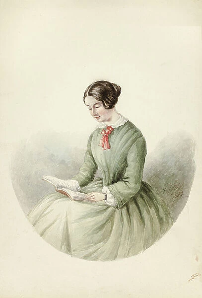 Portrait of Woman Reading, 1852. Creator: Elizabeth Murray