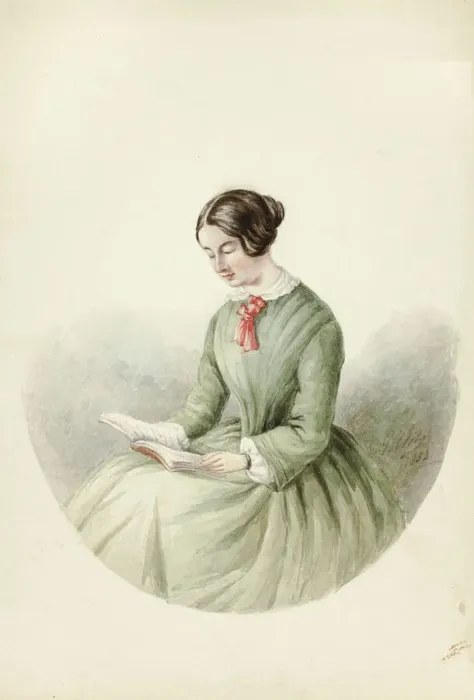 Framed Print : Portrait of Woman Reading, 1852. Creator: Elizabeth Murray Framed Print : Portrait of Woman Reading, 1852. Creator: Elizabeth Murray